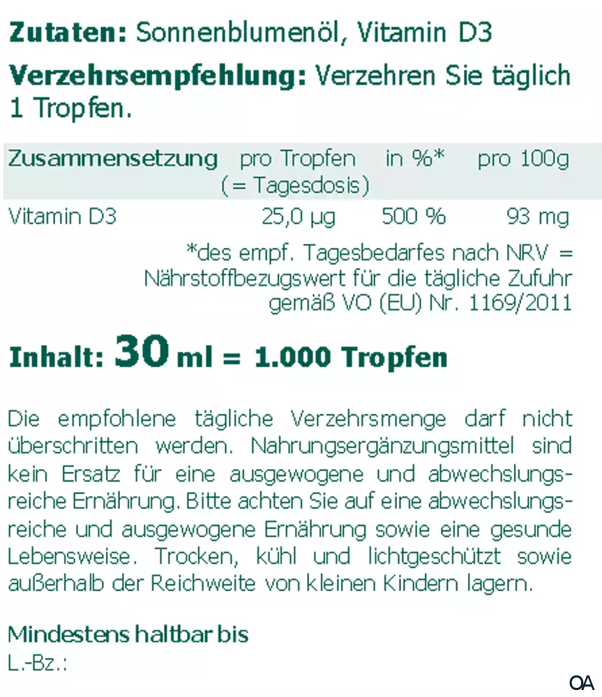 The Nutri Store Vitamin D3 1000 I.E. Tropfen vegan