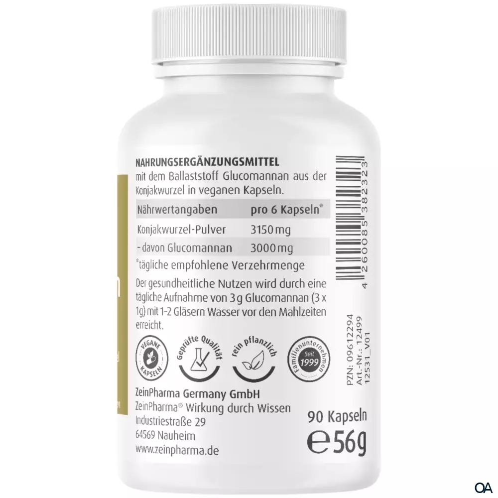 ZeinPharma Glucomannan 500 mg Kapseln