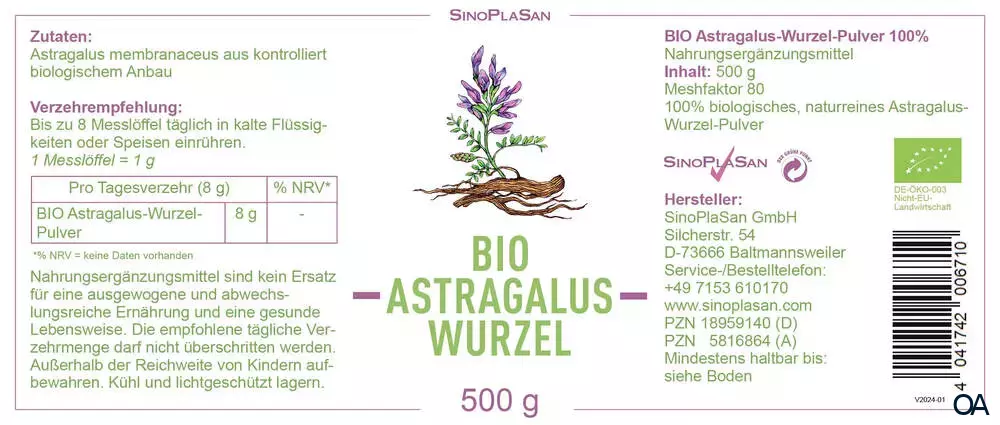 SinoPlaSan BIO Astragalus Wurzel Pulver