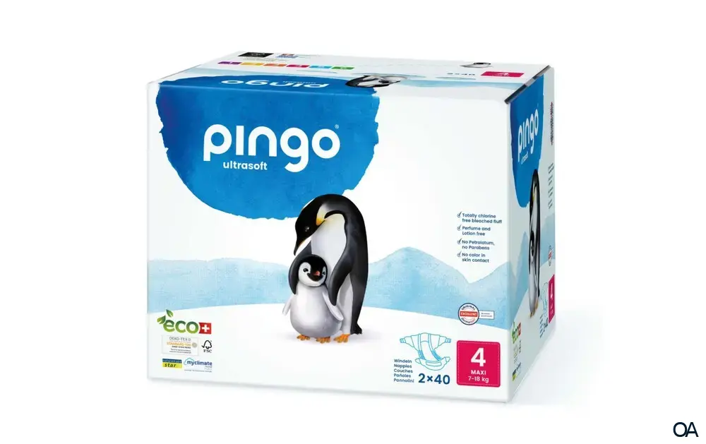 pingo® ultrasoft Bio Windeln Maxi 7 - 18 kg - 2 x 40 Stück