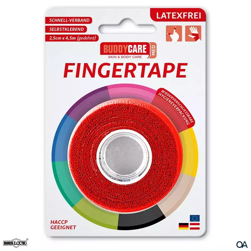 BUDDYCARE® MED Fingertape Rot 2,5 cm x 4,5 m