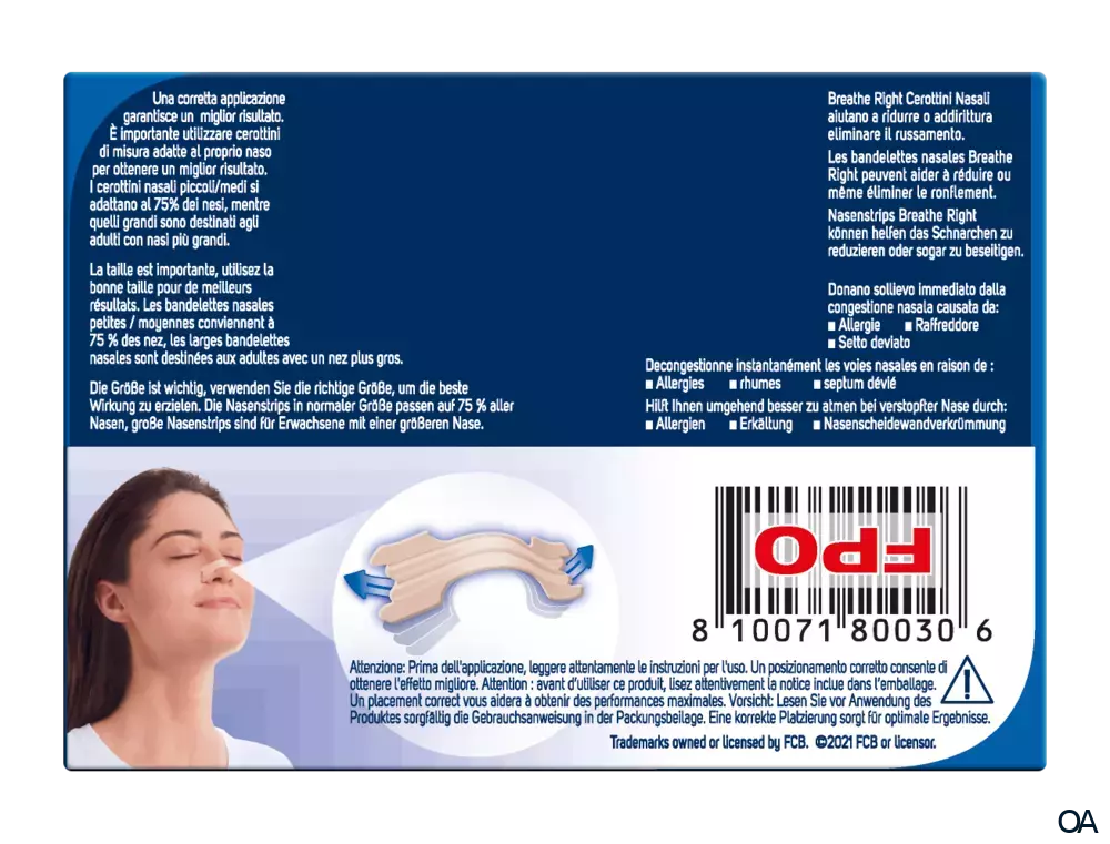 Besser Atmen Breathe Right® Nasenstrips Normal Beige