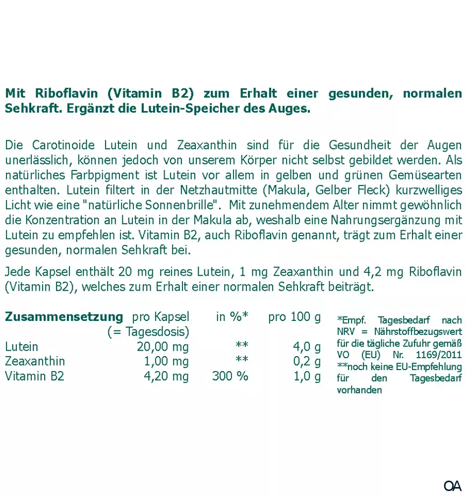 The Nutri Store Lutein 20 mg Kapseln