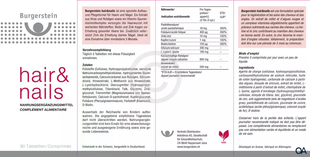 Burgerstein hair&nails Tabletten