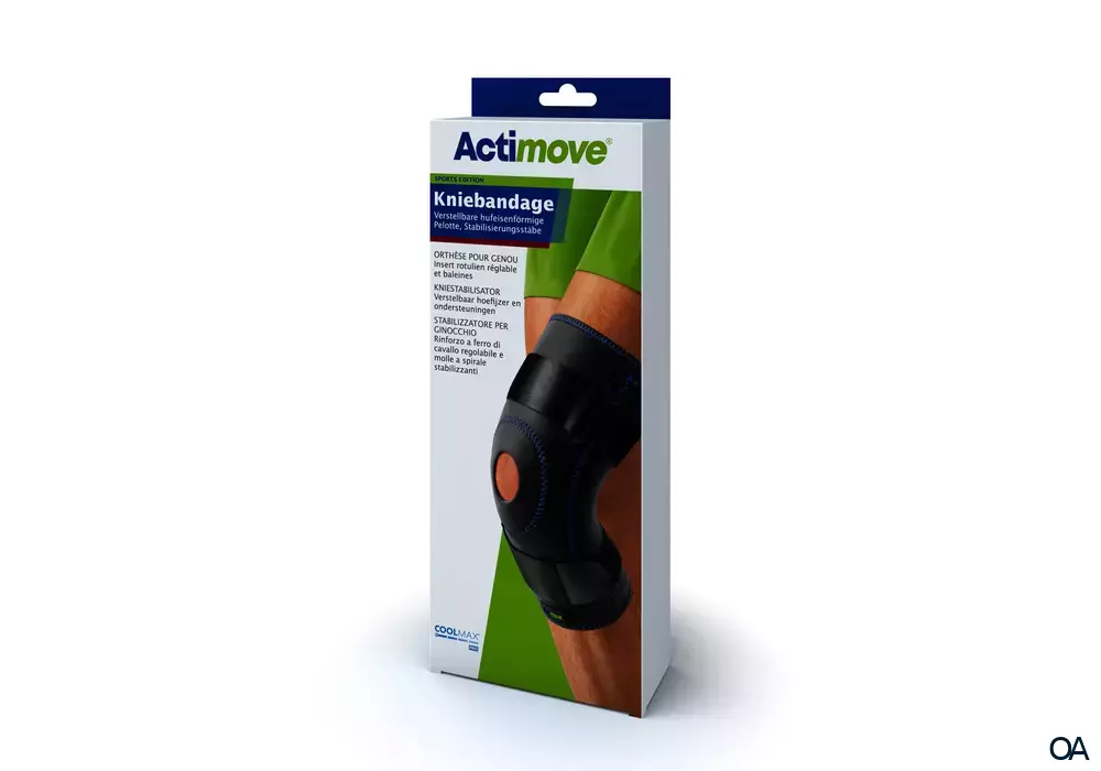 Actimove® Kniebandage Offene Patella, 4 Stabilisierungsstäbe - Small
