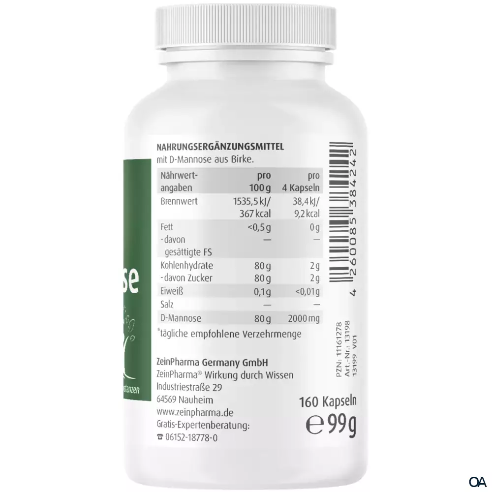 ZeinPharma Natural D-Mannose 500 mg Kapseln
