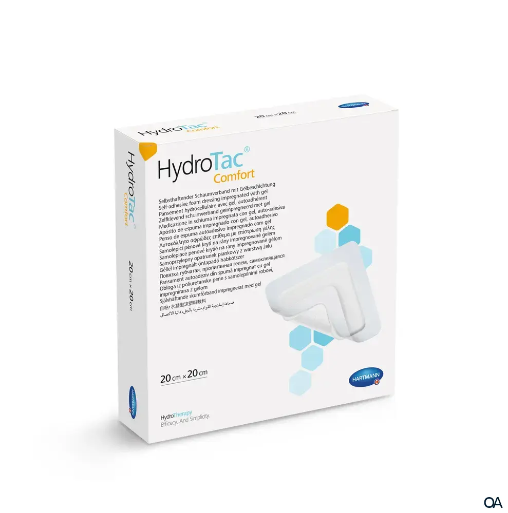 HydroTac® Comfort Selbsthaftender Schaumverband mit Gelbeschichtung steril, 20 x 20 cm