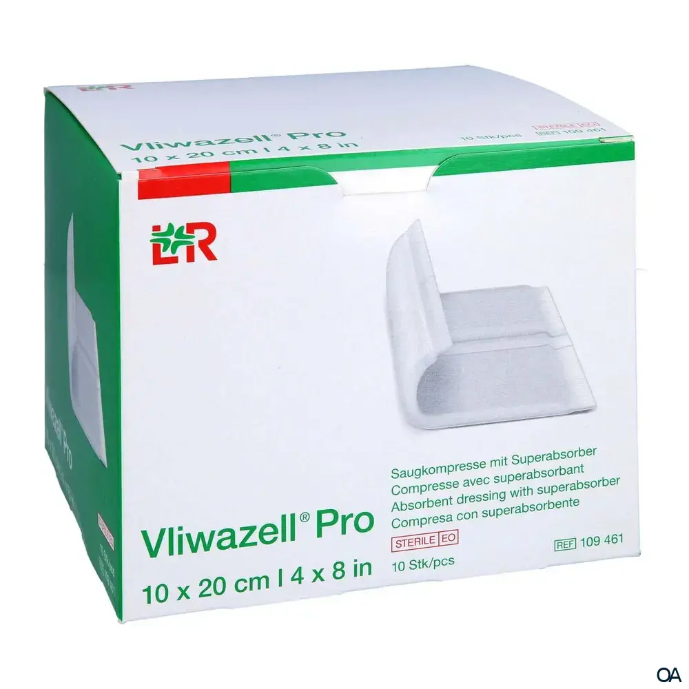 Vliwazell® Pro Saugkompresse mit Superabsorber steril, 10 x 20 cm