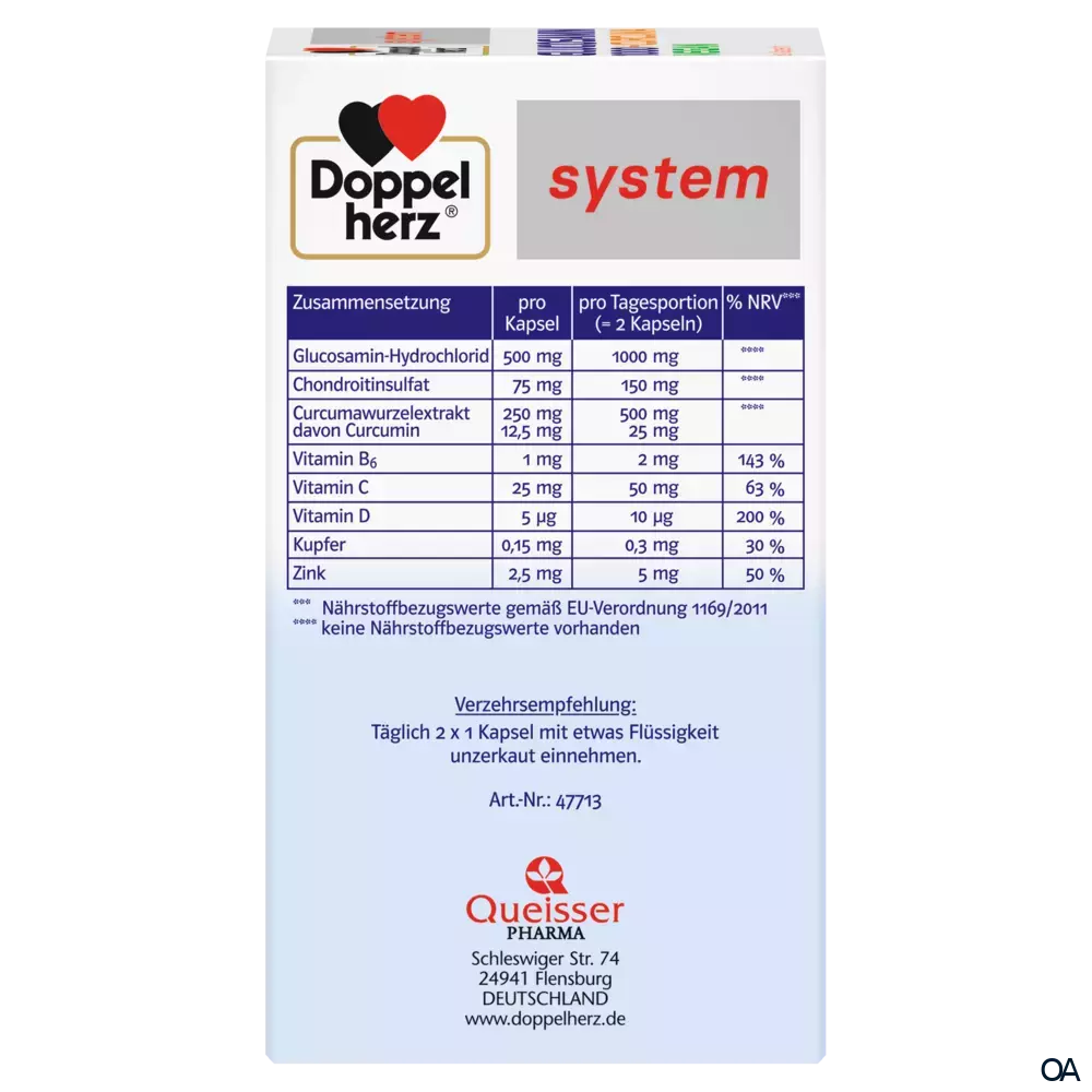 Doppelherz system Glucosamin 1000 + Curcuma Vegan Knochen + Knorpel* Kapseln