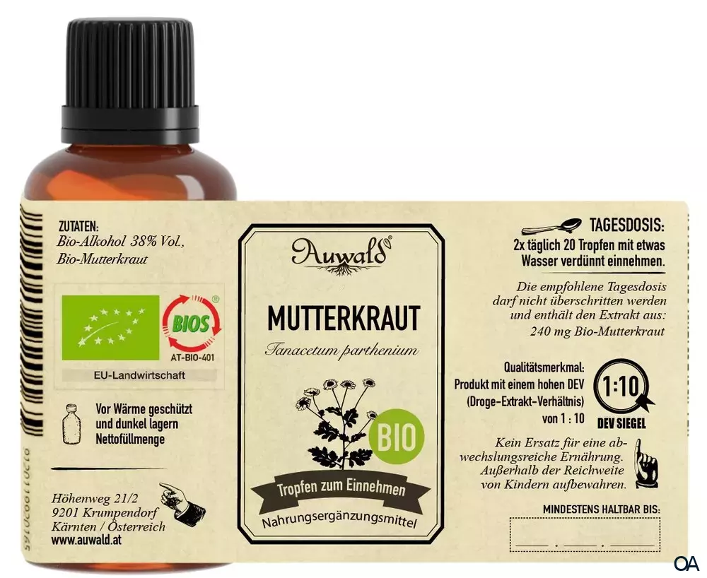 Auwald® Mutterkraut - BIO Tropfen (Auszug, Extrakt, Essenz)