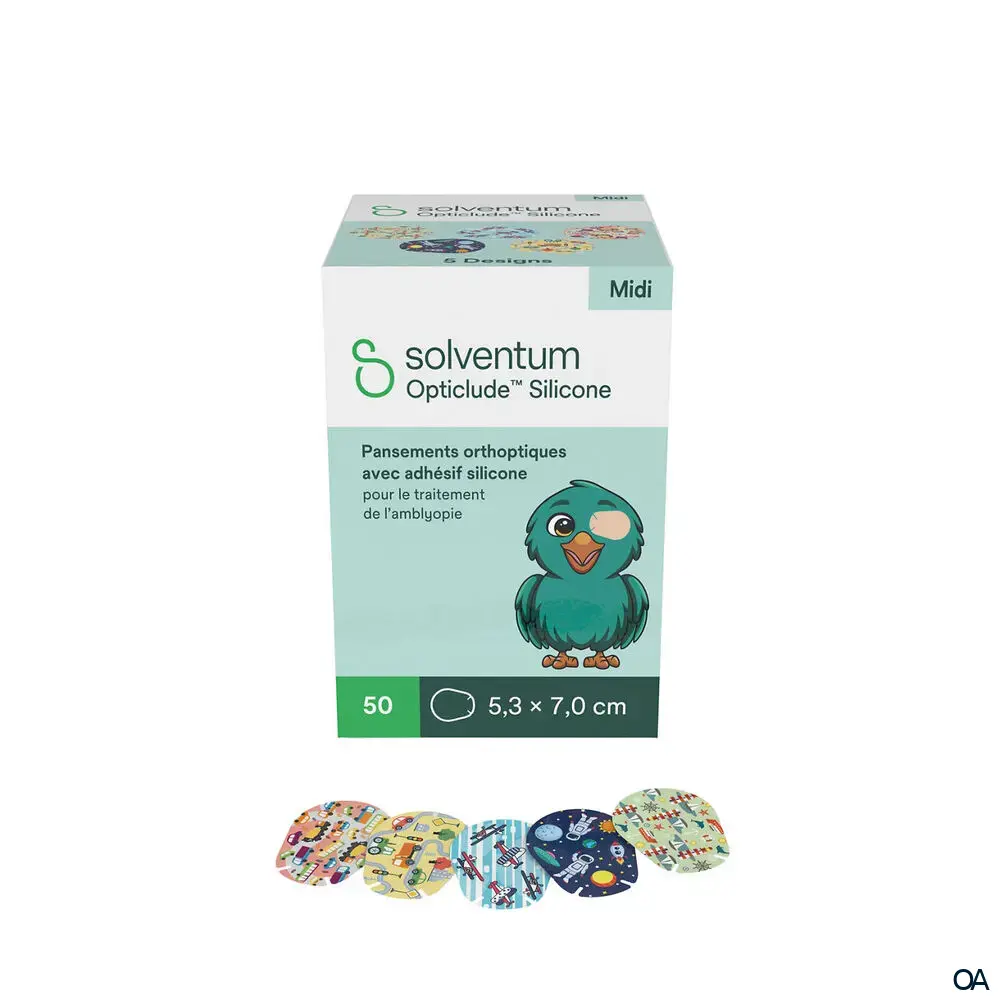 Solventum™ Opticlude™ Silicone Augenpflaster 2738 PB, Midi, Jungen, 5,3 cm × 7 cm
