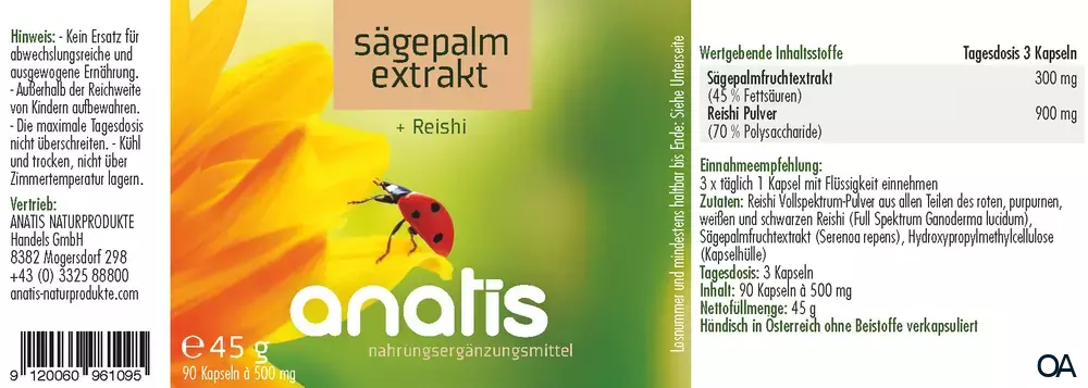 anatis Sägepalmextrakt+Reishi Kapseln anatis Sägepalmextrakt+Reishi Kapseln