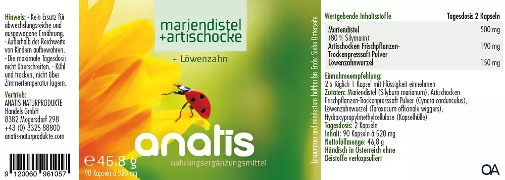 anatis Mariendistel + Artischocke Kapseln