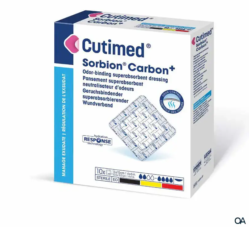 Cutimed® Sorbion® Carbon+ geruchsbindender superabsorbierender Wundverband steril 15 x 15 cm