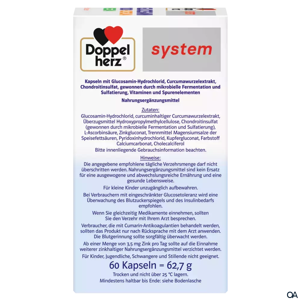 Doppelherz system Glucosamin 1000 + Curcuma Vegan Knochen + Knorpel* Kapseln