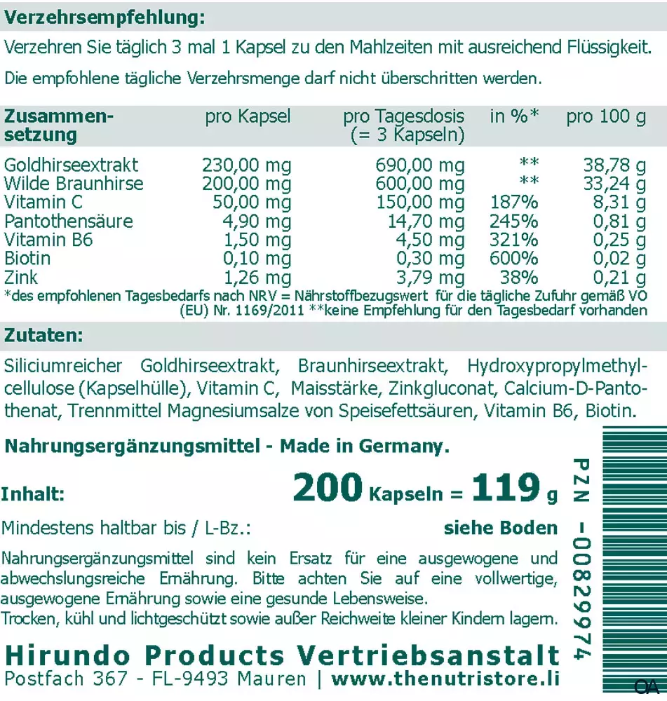 The Nutri Store Süßgras Haarfit Kapseln
