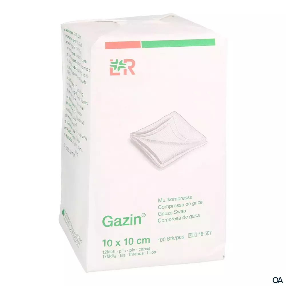 Gazin® Mullkompressen unsteril, 17-fädig, 12-fach, 10 x 10 cm Gazin® Mullkompressen unsteril, 17-fädig, 12-fach, 10 x 10 cm