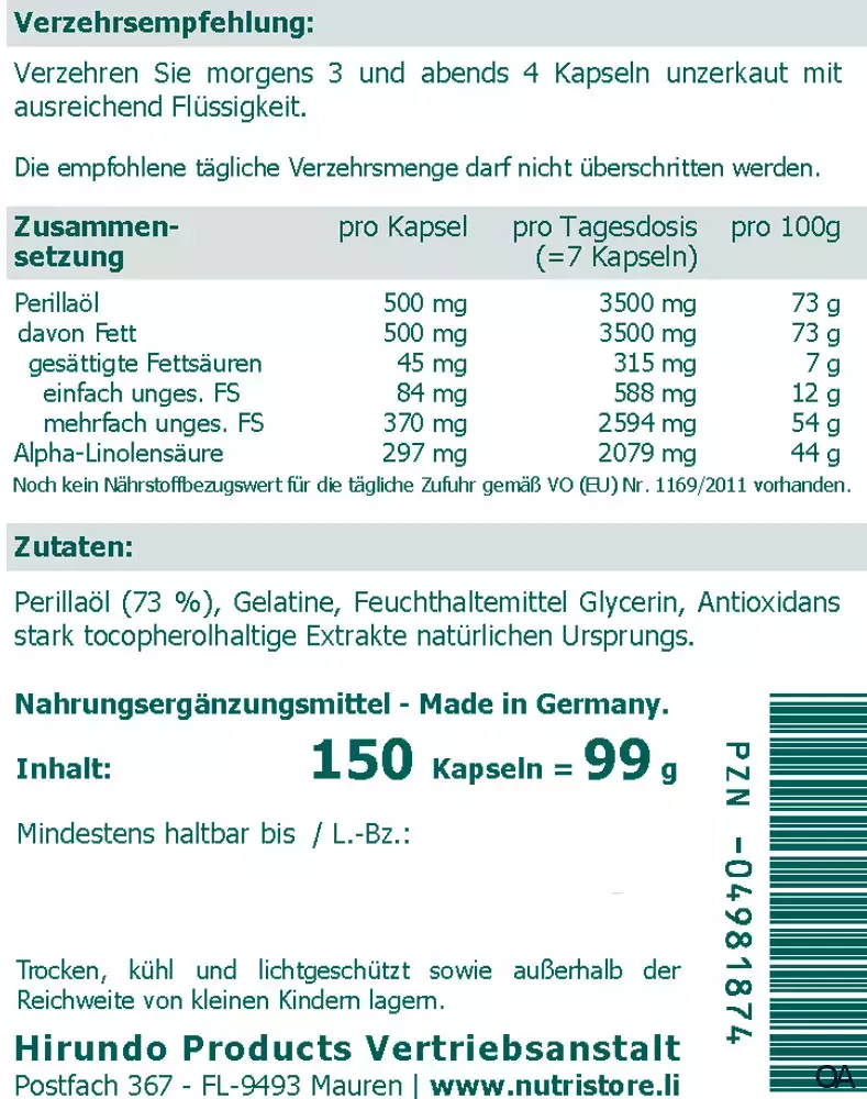 The Nutri Store Omega-3 Perilla Kapseln