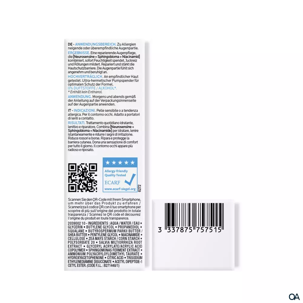 La Roche Posay Toleriane Dermallergo Augencreme