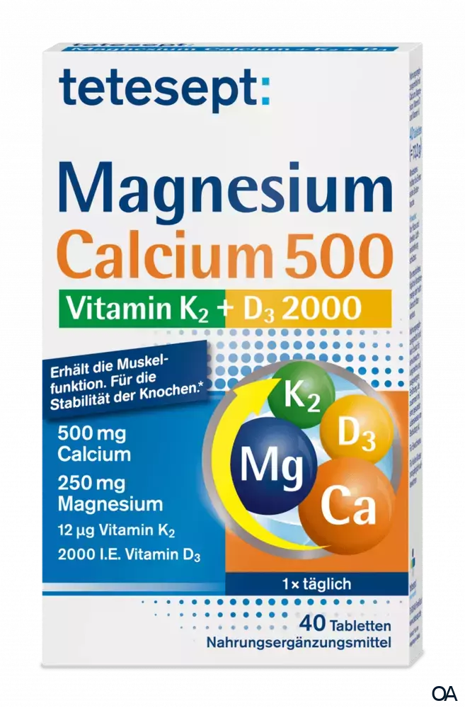 tetesept Magnesium + Calcium 500 + K2 + D3 2000 Tabletten