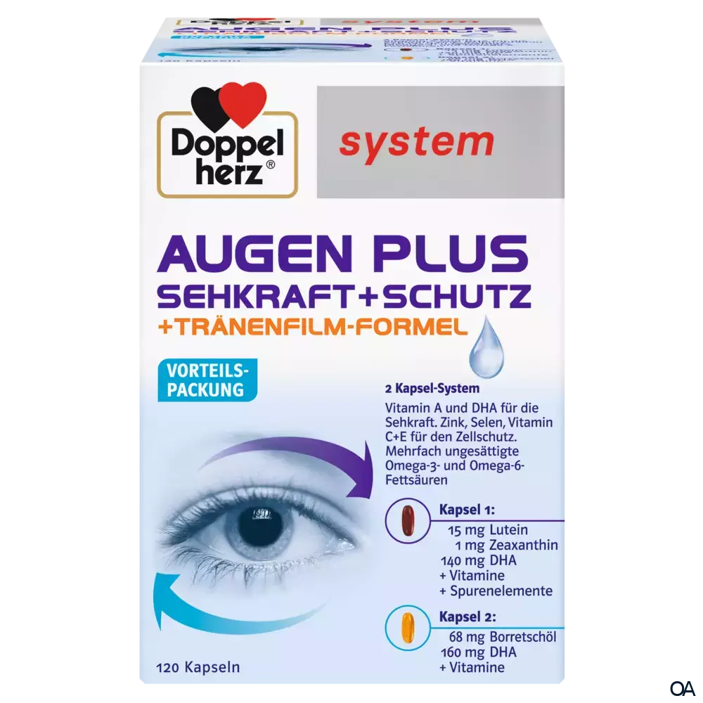 Doppelherz system AUGEN PLUS SEHKRAFT + SCHUTZ + Tränenfilm-Formel Kapseln