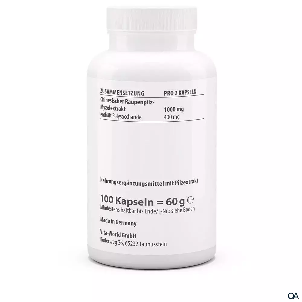 Vitaworld Cordyceps Extrakt CS4 500 mg 40% Polysaccharide Kapseln