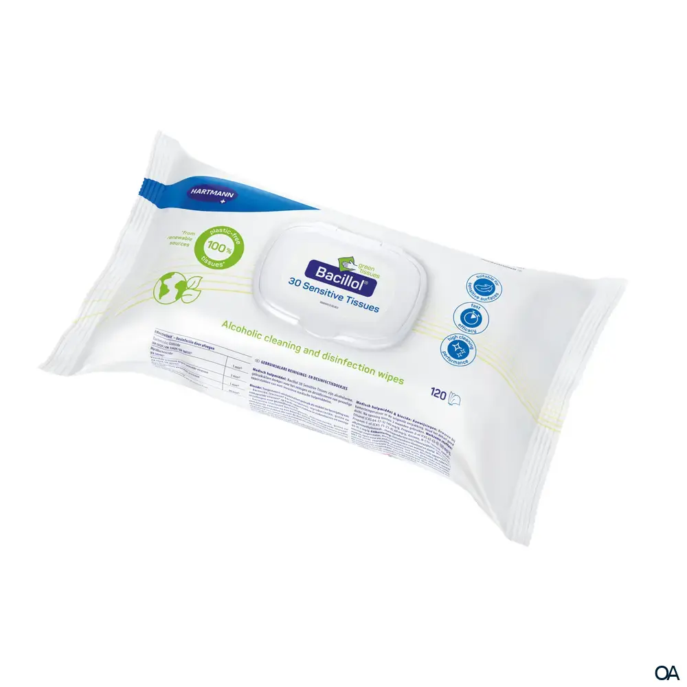 Bacillol® 30 Sensitive green Tissues - Materialschonende Schnell-Desinfektionstücher
