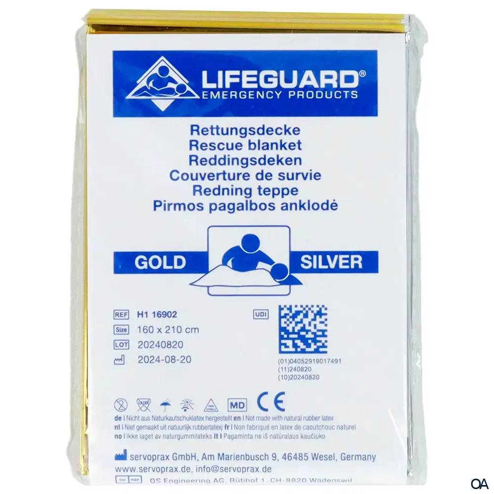 Lifeguard Rettungsdecke Gold/Silber 160 x 210 cm
