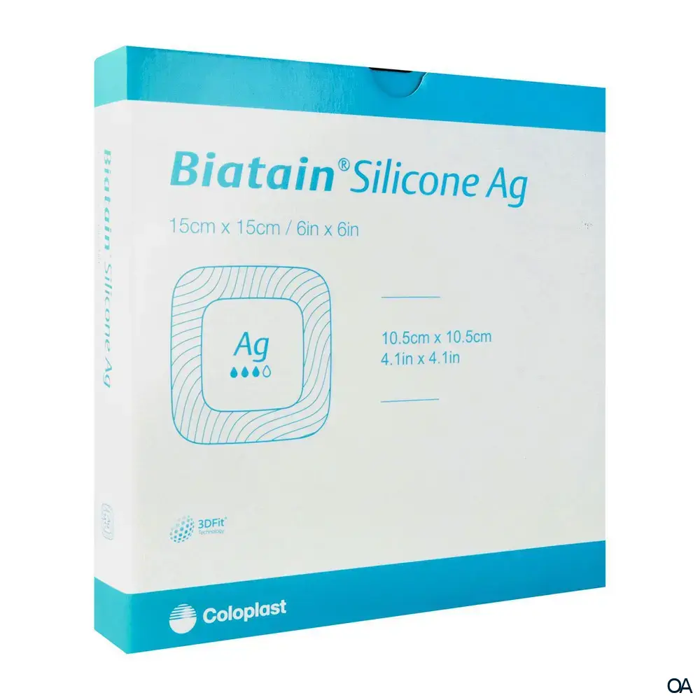 Biatain® Silicone Ag Silikon-Schaumverband mit Silber steril, 15 x 15 cm