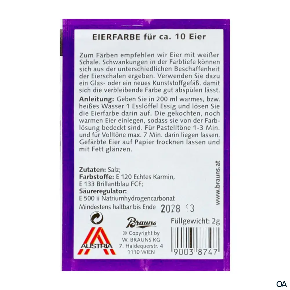Brauns Eierfarbe Violett