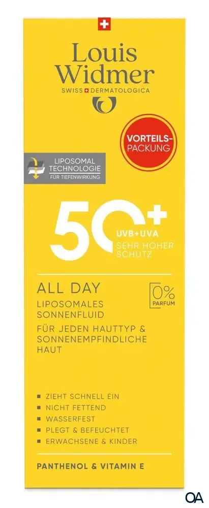 Louis Widmer suncare All Day 50+ Liposomales Sonnenfluid - ohne Parfum