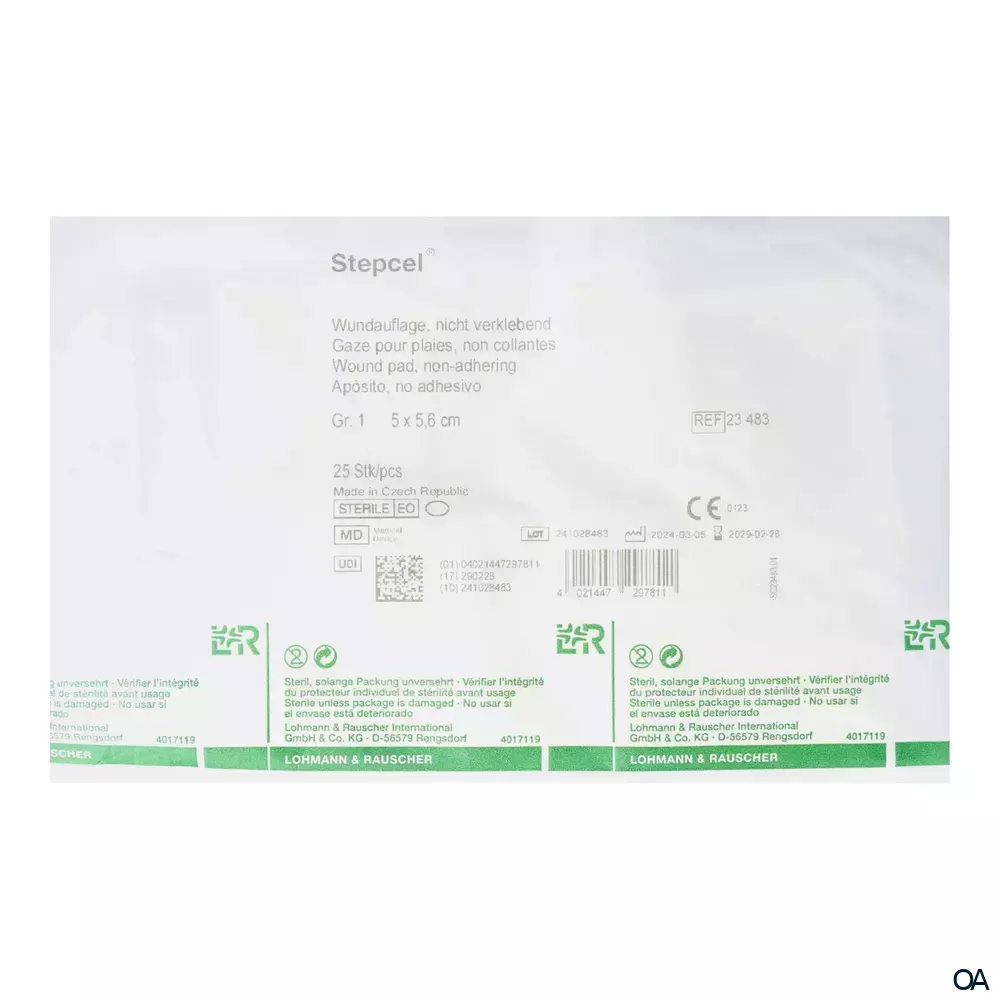 Stepcel® weiche, nicht verklebende Wundauflage steril - Größe 1 - 5 x 5,6 cm