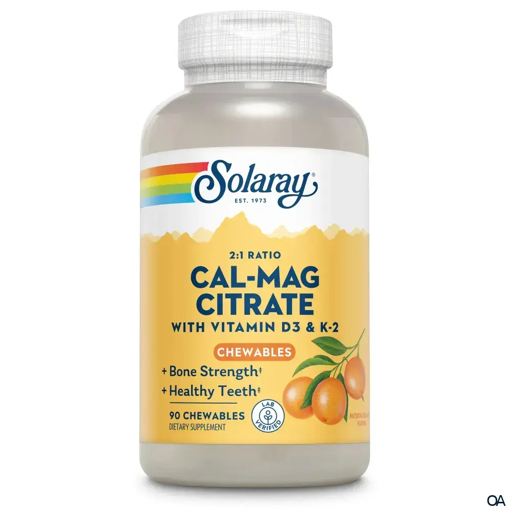 Solaray Cal-Mag Citrat + D3 & K2 Kautabletten