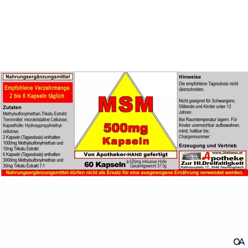 MSM 500 mg Optimum Quality Kapseln