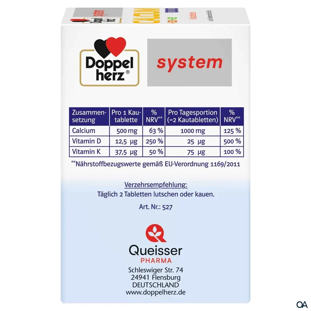 Doppelherz system Calcium 1000 + D3 + K2 Kautabletten
