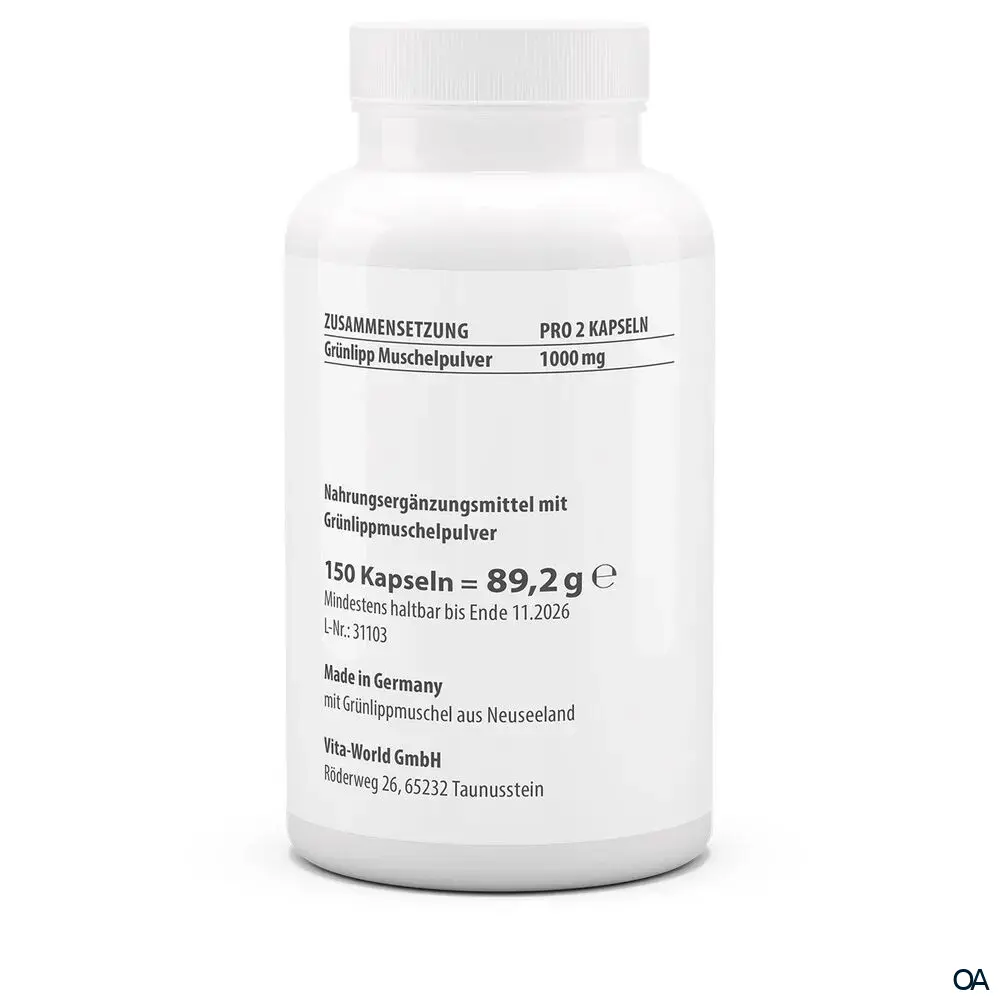 Vitaworld Grünlippmuschelkonzentrat 500 mg Kapseln
