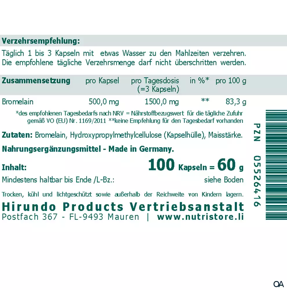 The Nutri Store Bromelain 500 mg vegan Kapseln