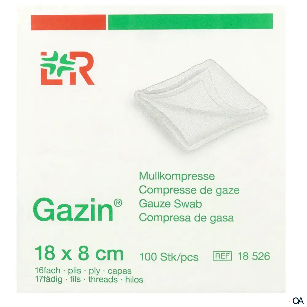 Gazin® Mullkompressen unsteril, 17-fädig, 16-fach, 18 x 8 cm