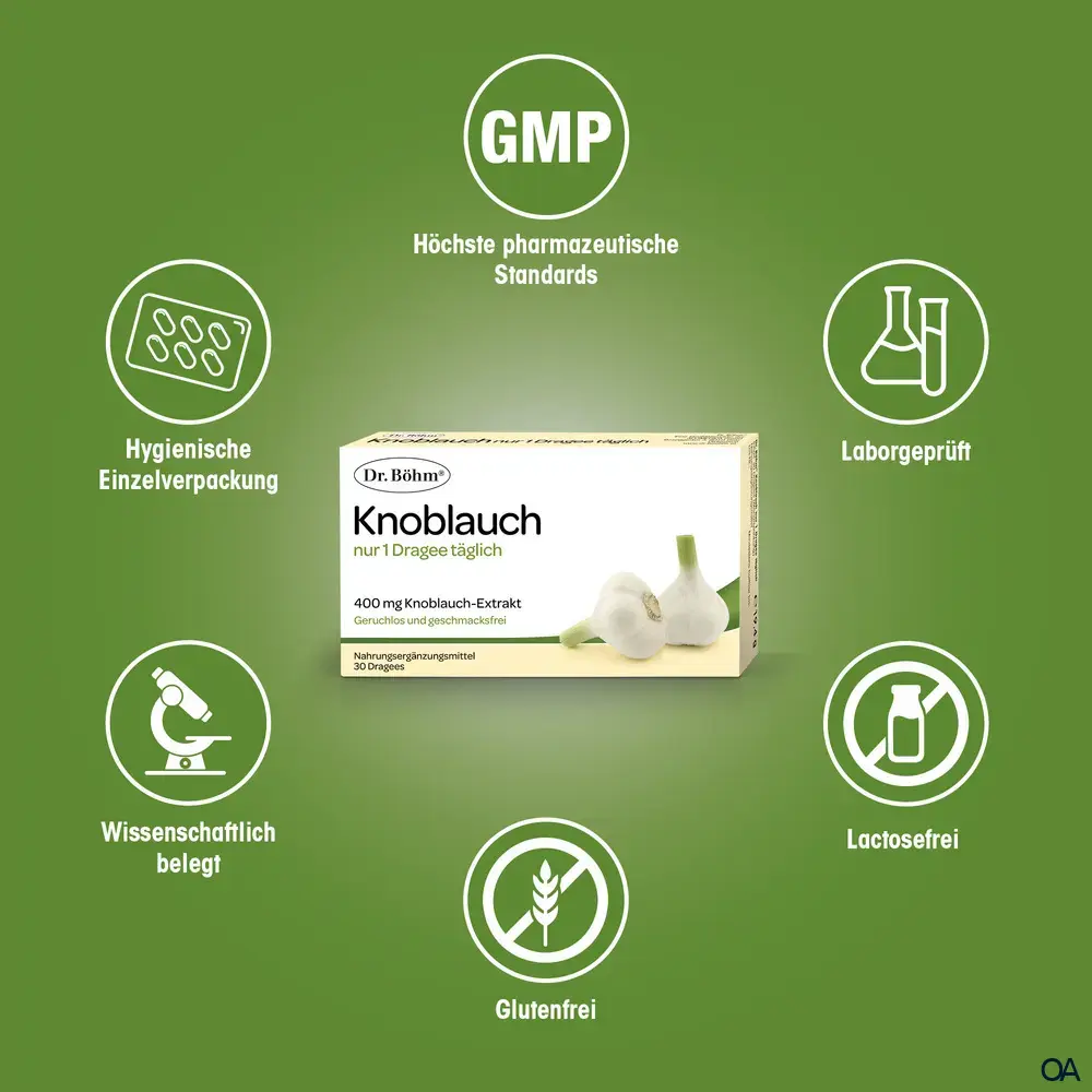 Dr. Böhm® Knoblauch nur 1 x täglich Dragees
