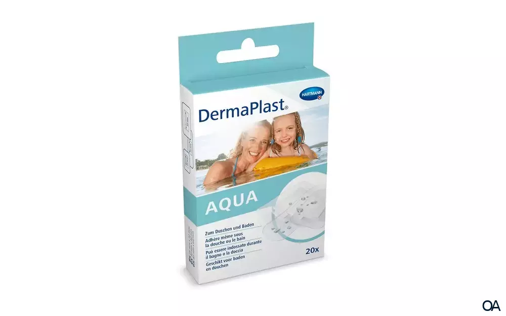 DermaPlast® Aqua Pflaster wasserfest Family Packung Strips, einzeln verpackt 3 Grössen, assortiert