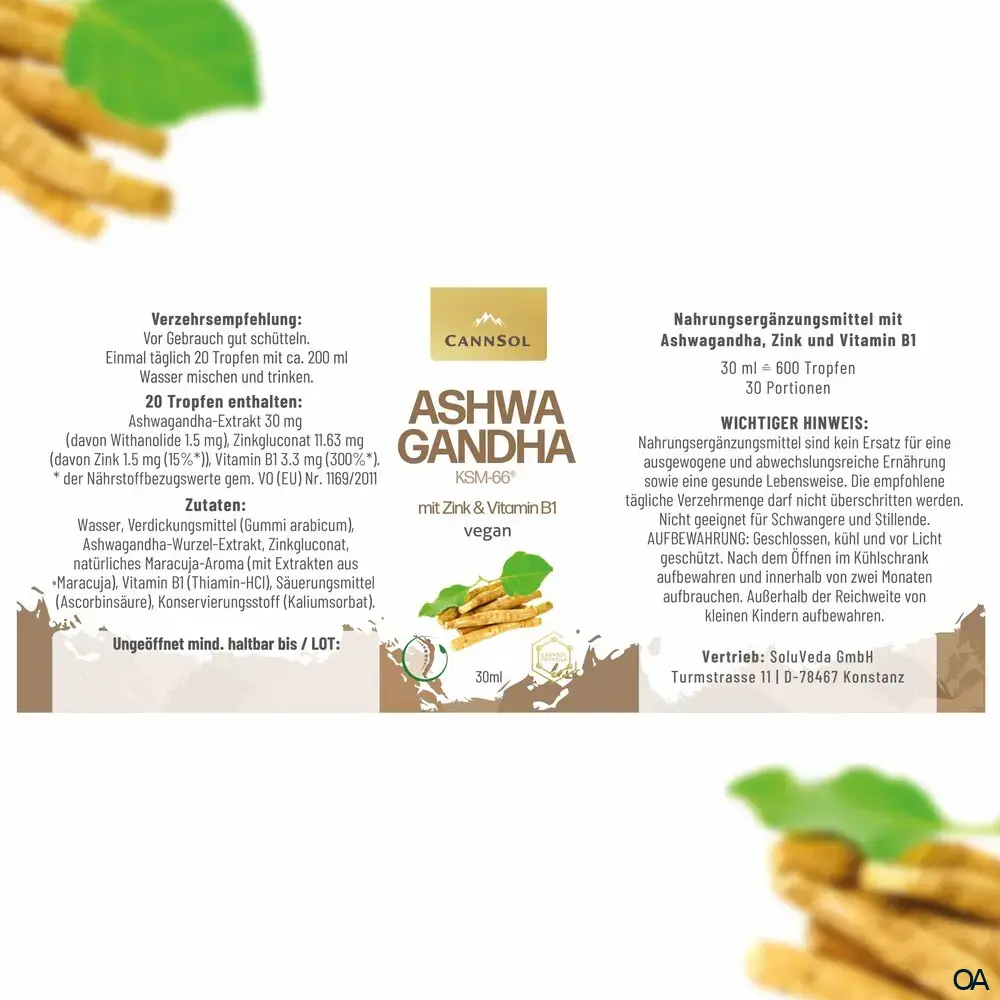 CannSol Ashwagandha mit Zink und Vitamin B1 Tropfen