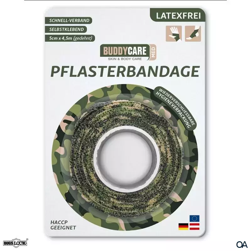 BUDDYCARE® MED Pflasterbandage Camouflage Grün 5 cm x 4,5 m
