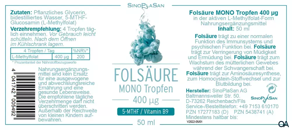 SinoPlaSan Folsäure 400 µg MONO Tropfen