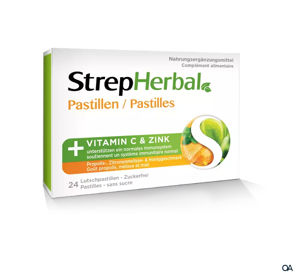 StrepHerbal Propolis-, Zitronenmelisse- & Honiggeschmack Pastillen