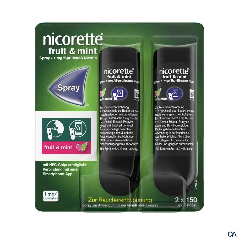 Nikotinersatz Nicorette Fruit & Mint Spray mit NFC | Nikotinersatz zur Raucherentwöhnung