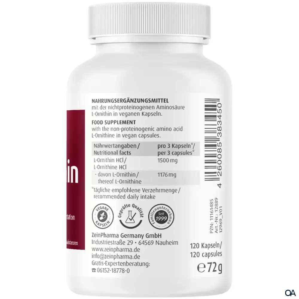 ZeinPharma L-Ornithin Kapseln 500 mg