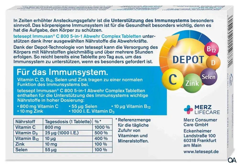 tetesept Immusan® C 800 5 in 1 Abwehr Complex Depot-Tabletten