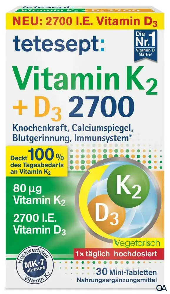 tetesept Vitamin K2 + D3 2700 Mini-Tabletten