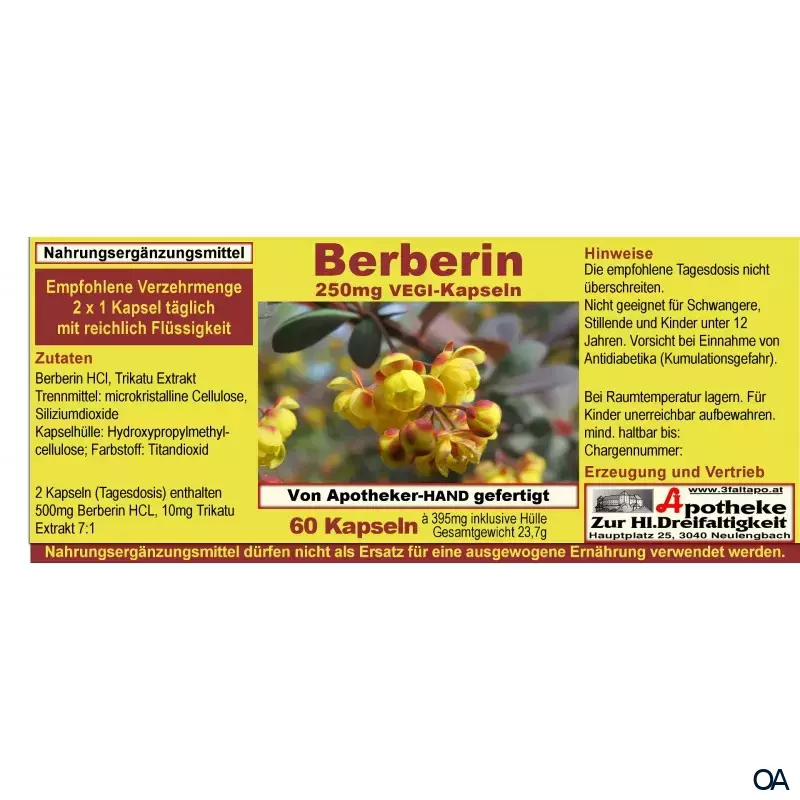 Berberin 250 mg Vegi-Kapseln