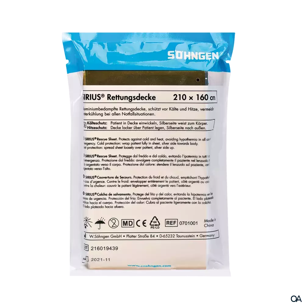 SIRIUS® Rettungsdecke 210 x 160 cm